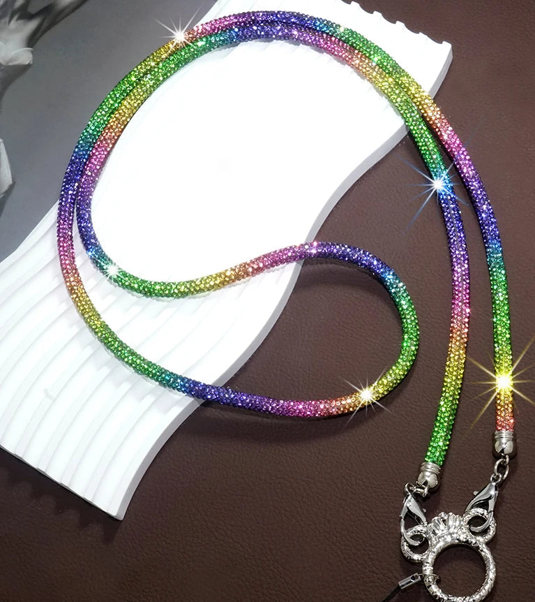 Mobile Phone Case Crown Buckle Rhinestone Crossbody Neck Shoulder Cord Lanyard Strap Pendant Chain