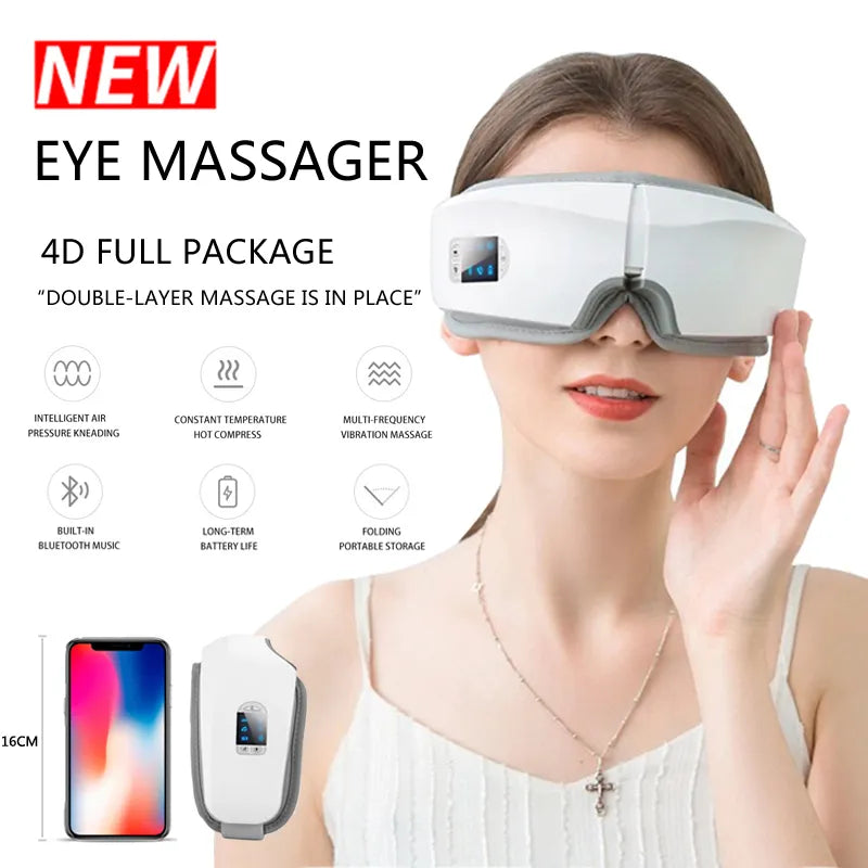 Bluetooth Eye Massage Glasses 4D Smart Airbag Vibration