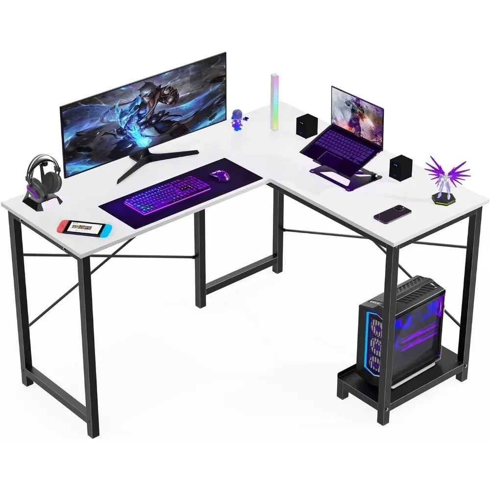 ComputerGaming Corner Desk w Headphone Hook CPU Stand