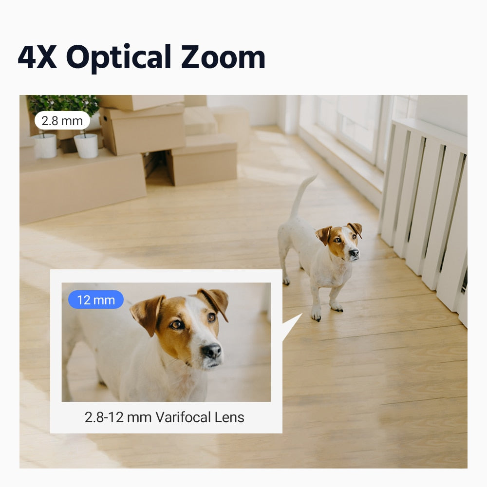 Security Camera 4X Optical Zoom AI Detection