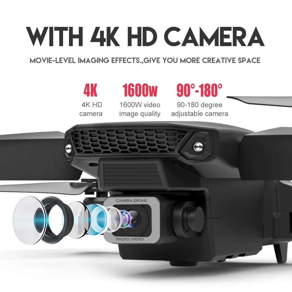 Professional Foldable RC Helicopter Drone 4K with 1080P Wide Angle Dual HD Camera