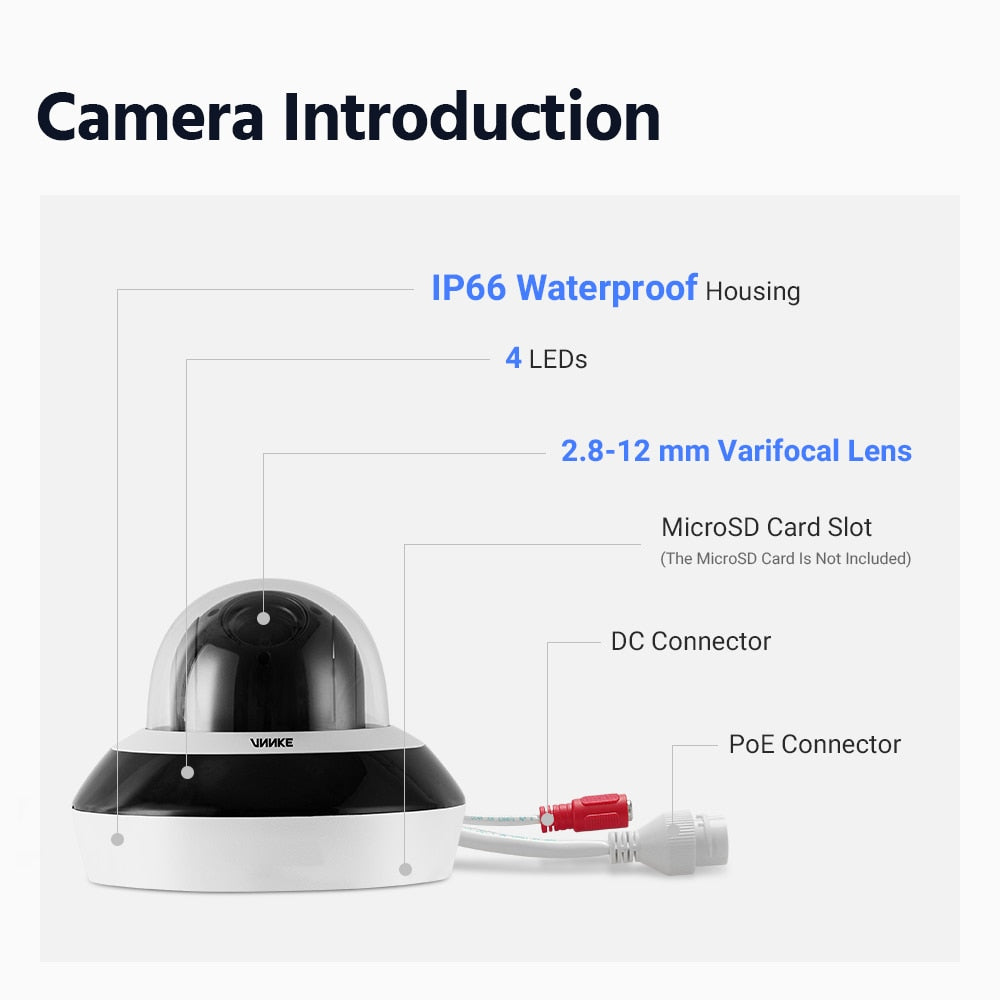 Security Camera 4X Optical Zoom AI Detection