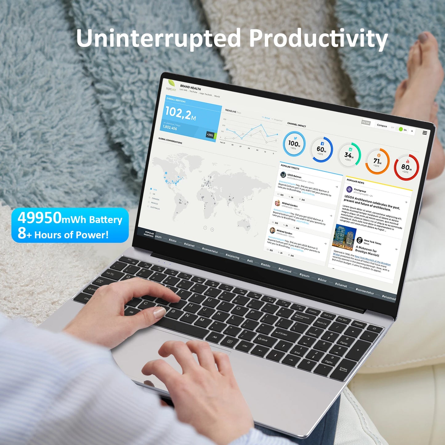 15.6 Inch 16GB Intel Celeron Laptop Windows 11 Notebook