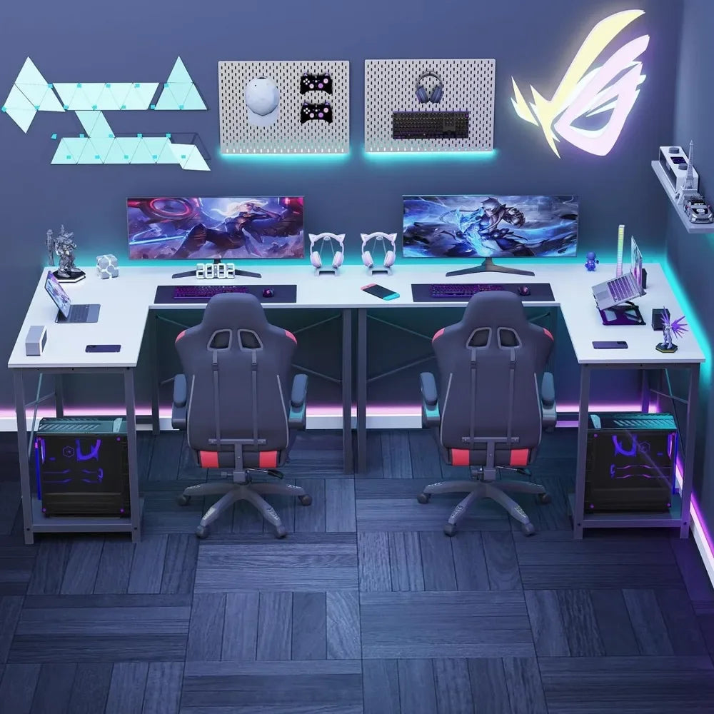 ComputerGaming Corner Desk w Headphone Hook CPU Stand