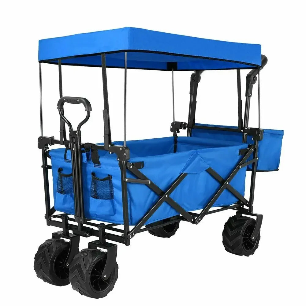 262L Collapsible Garden Cart w Removable Canopy, Off-road Wheels