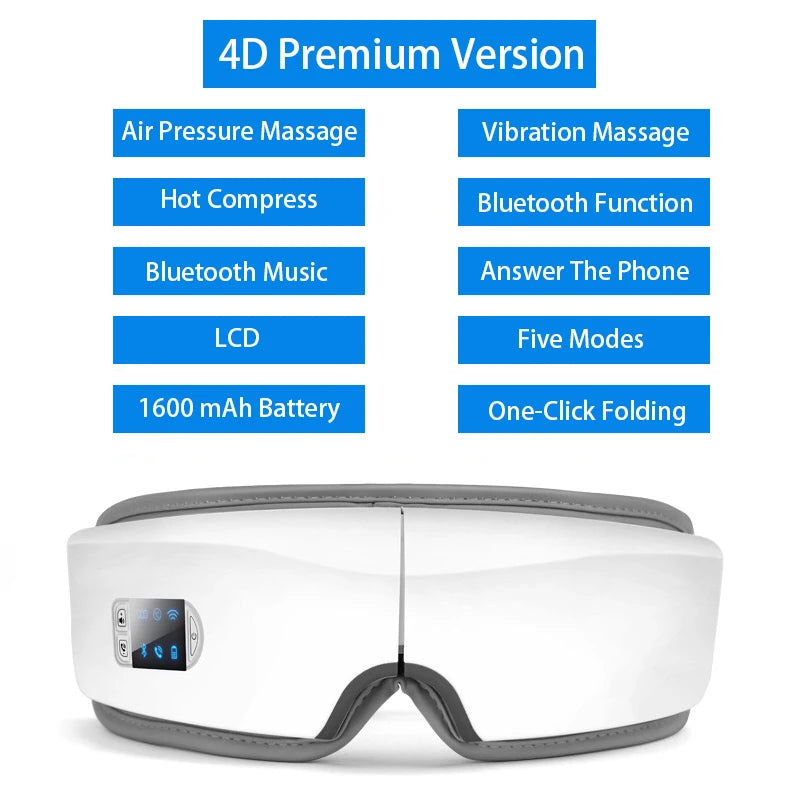 Bluetooth Eye Massage Glasses 4D Smart Airbag Vibration