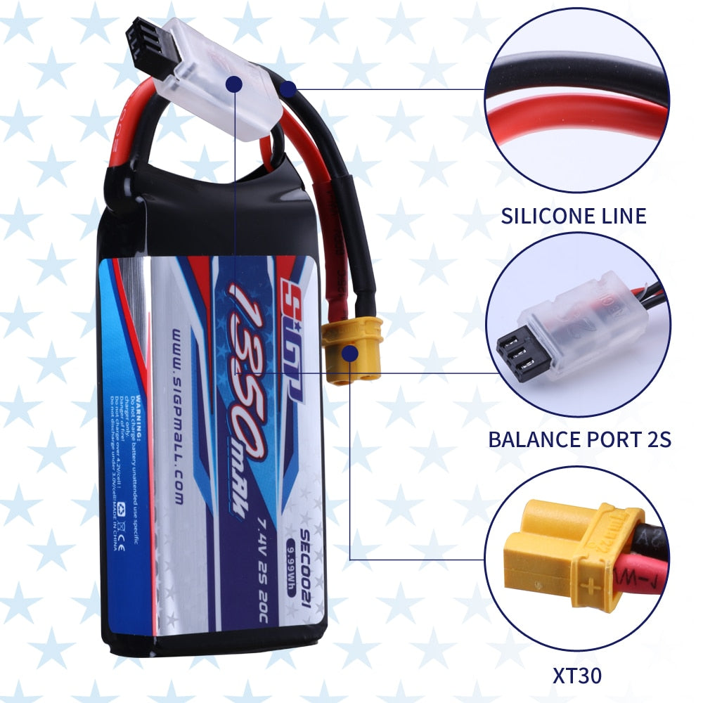 Lipo Battery for 900mAh 1050mAh 1350mAh 7.4V 20C 25C with JST XT30 Plug
