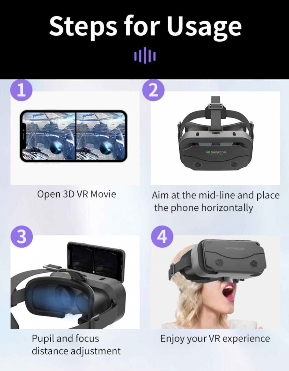 3D VR Headset Smart Virtual Reality Glasses 7 Inches Helmet For Smartphones Phone Android IPhone