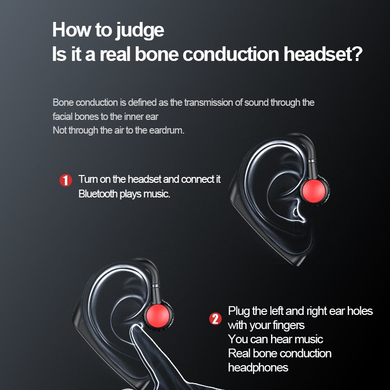 Bone Conduction Bluetooth Headset Hands-free Microphone Earphone