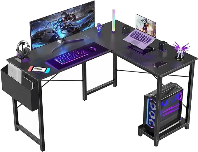 ComputerGaming Corner Desk w Headphone Hook CPU Stand
