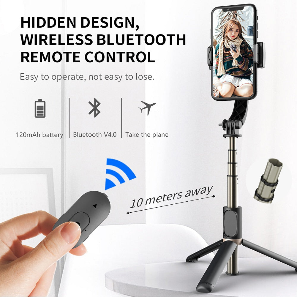 Gimbal stabilizer selfie stick expandable mini tripod