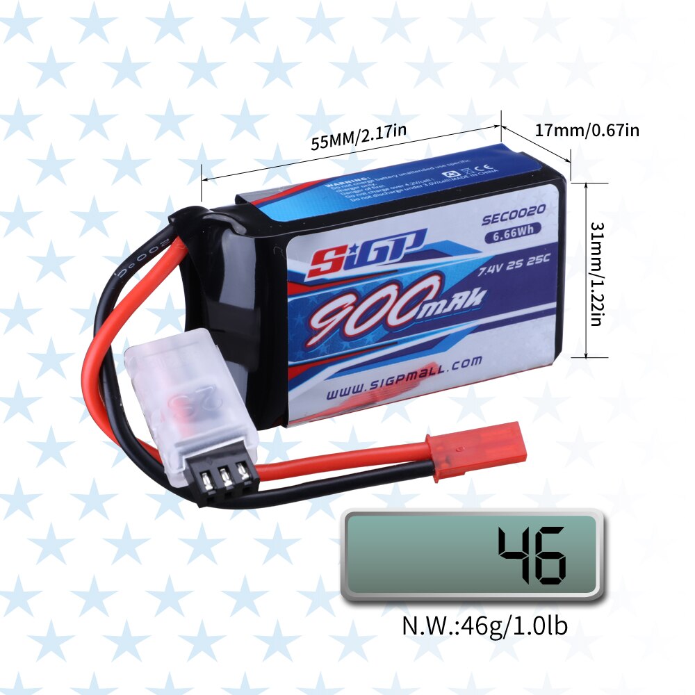 Lipo Battery for 900mAh 1050mAh 1350mAh 7.4V 20C 25C with JST XT30 Plug