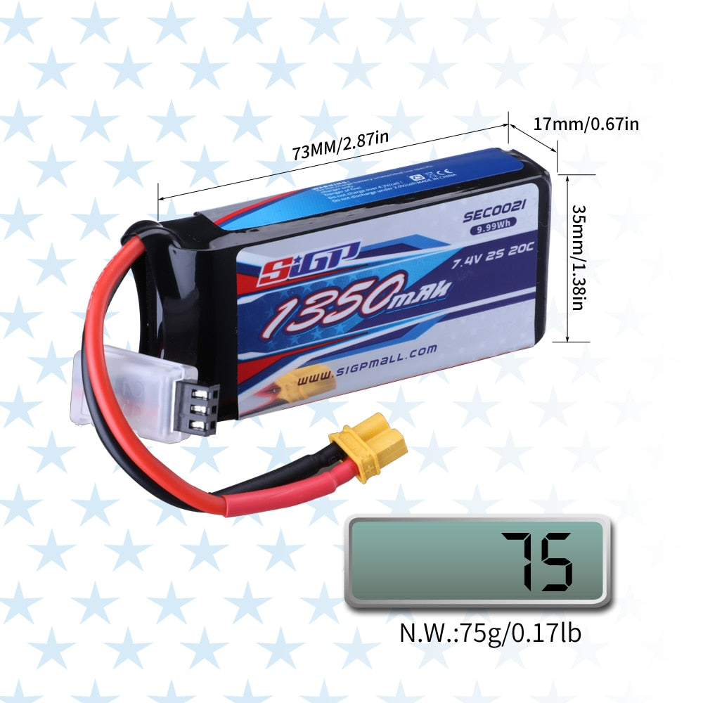 Lipo Battery for 900mAh 1050mAh 1350mAh 7.4V 20C 25C with JST XT30 Plug