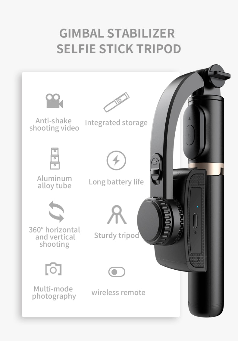 Gimbal stabilizer selfie stick expandable mini tripod