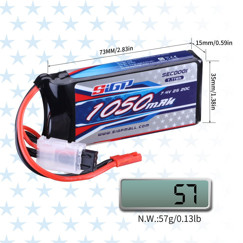 Lipo Battery for 900mAh 1050mAh 1350mAh 7.4V 20C 25C with JST XT30 Plug