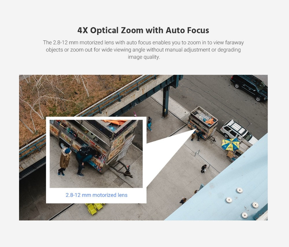 Security Camera 4X Optical Zoom AI Detection