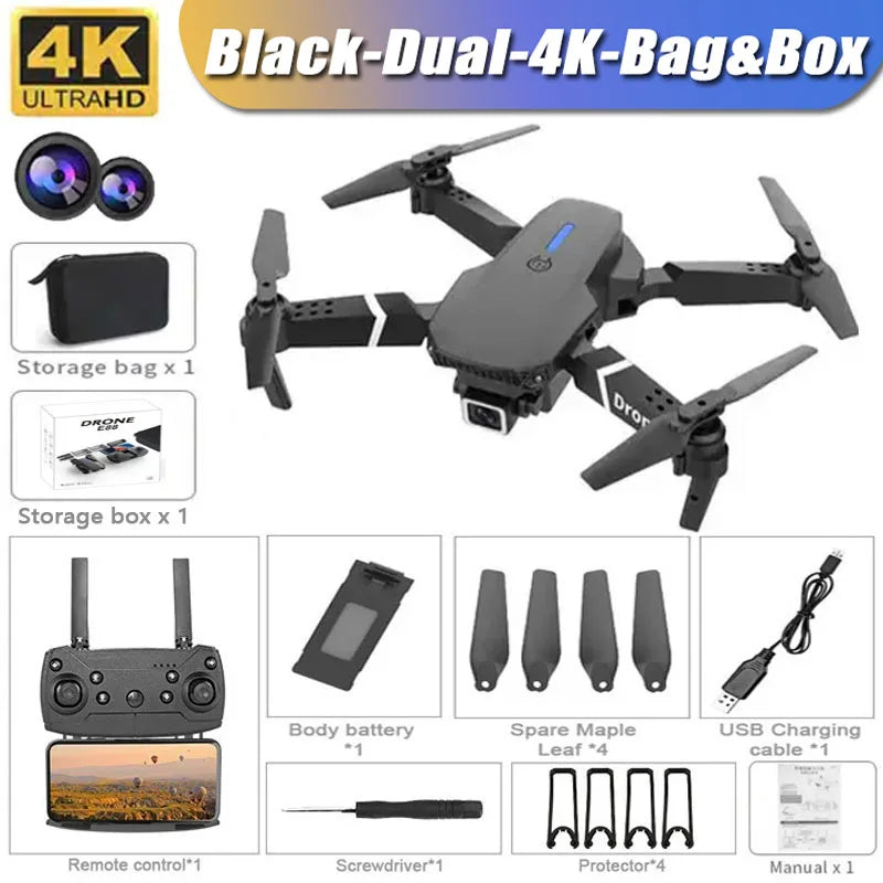 Professional Foldable RC Helicopter Drone 4K with 1080P Wide Angle Dual HD Camera