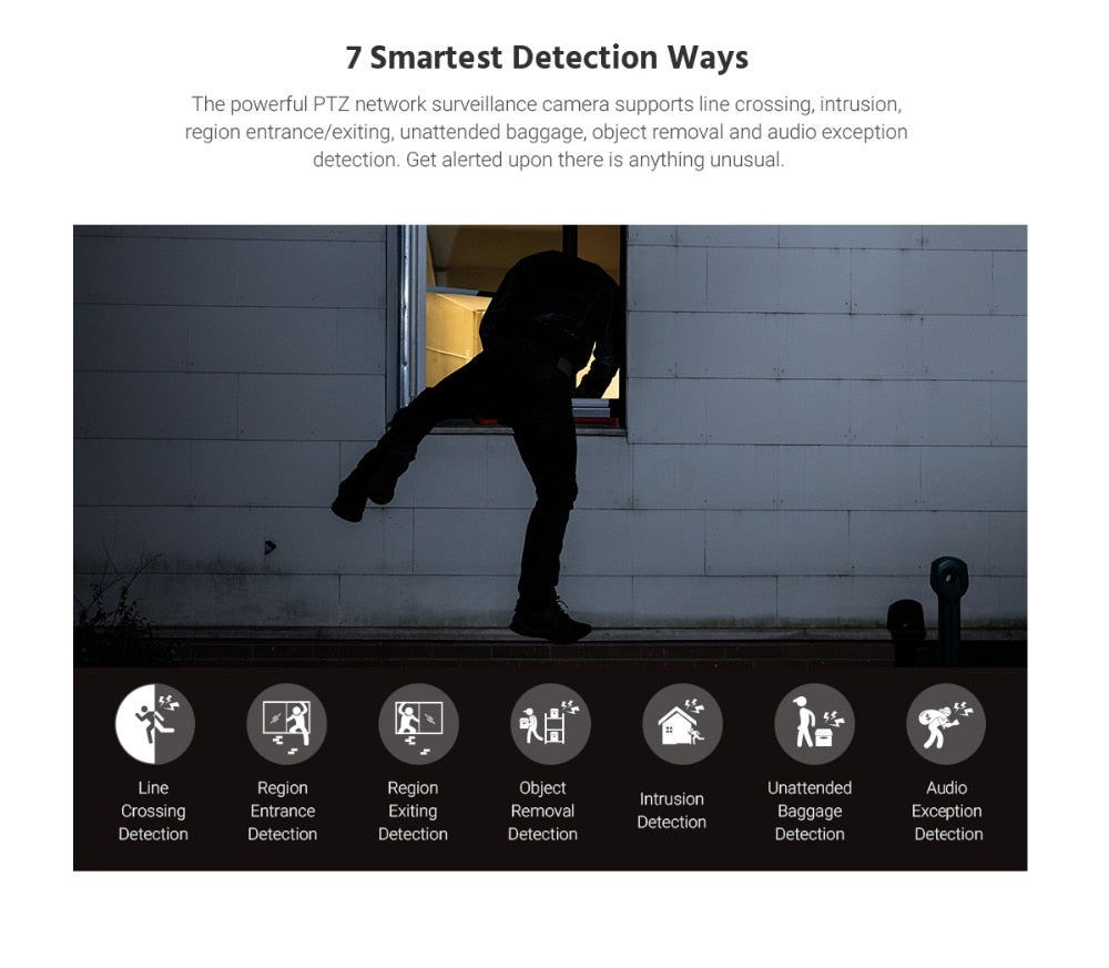 Security Camera 4X Optical Zoom AI Detection