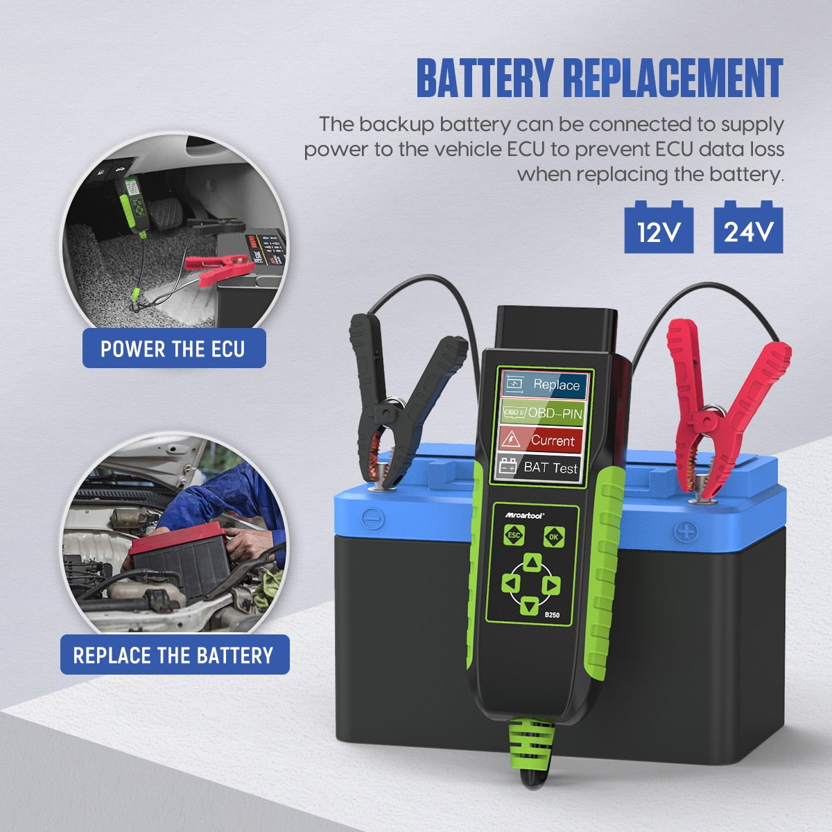 12V/24V Car Battery Analyzer OBD Voltage Tester