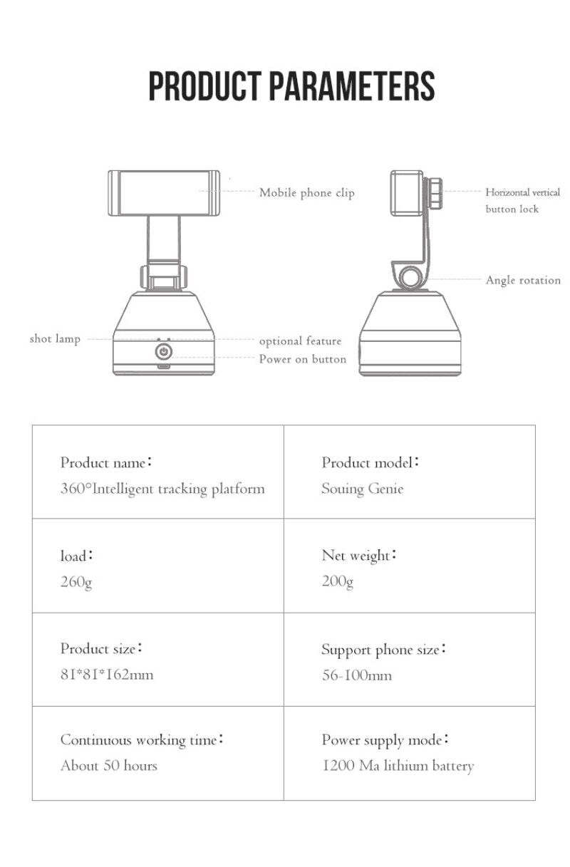 360°Smart Face Tracking Object Tripod