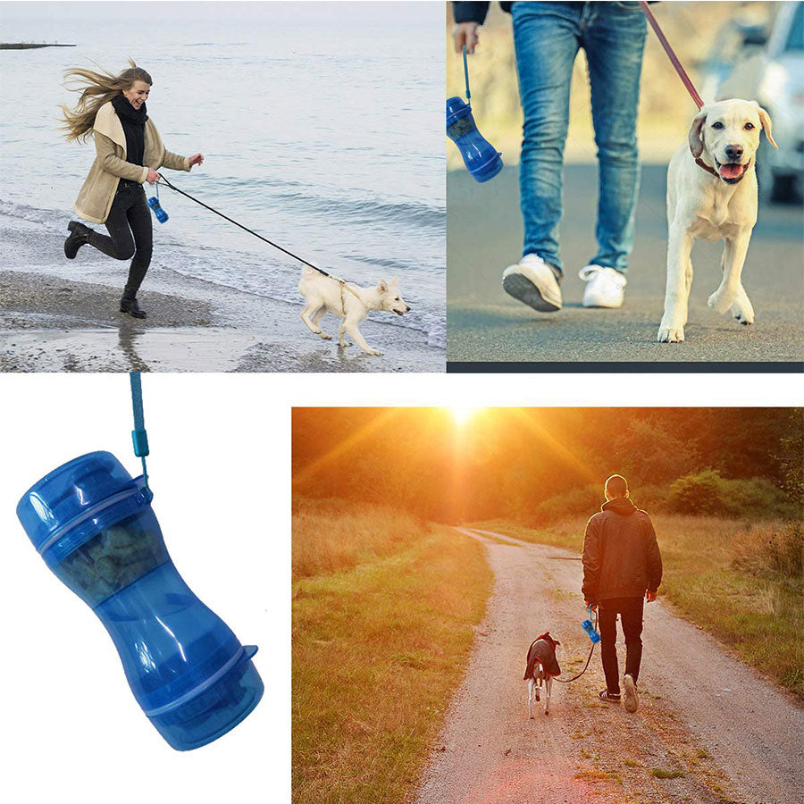 2 In 1 Dog Water Bottle Portable Food Container Drinking Bowl