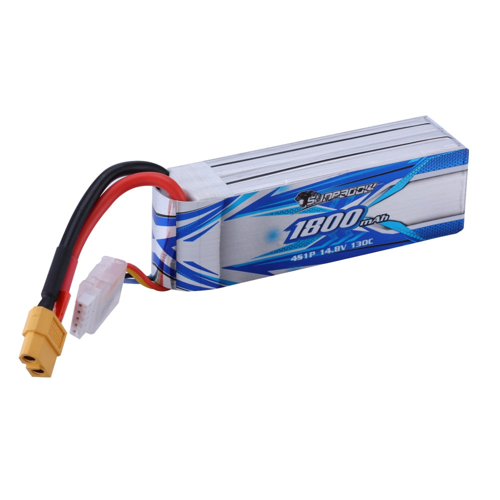 Sunpadow 4S Lipo Battery for 14.8V 1400mAh 1800mAh 130C Soft Pack with XT60 Plug