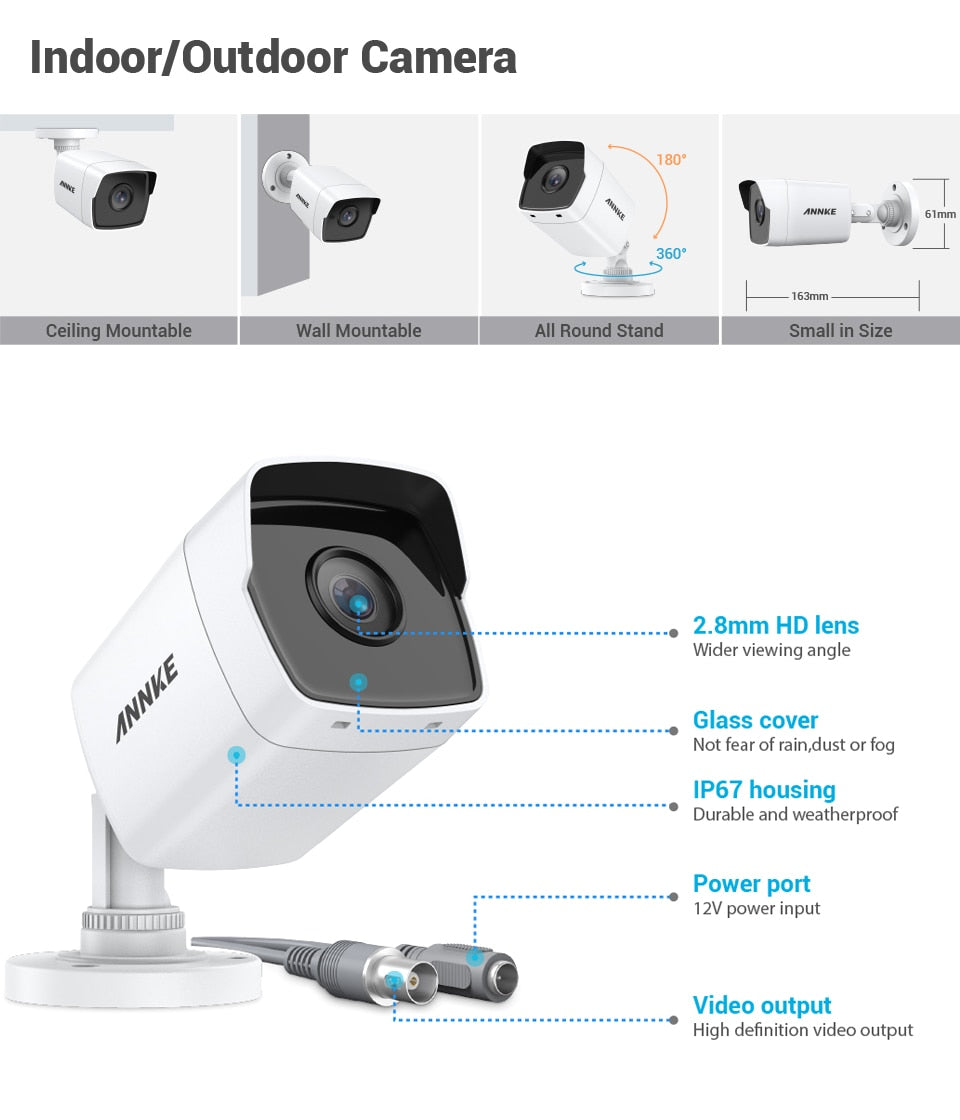 ANNKE 4CH 5MP Lite HD Video Security System 5IN1 H.265+ DVR With 4X 5MP Bullet Outdoor Weatherproof Surveillance Camera CCTV Kit