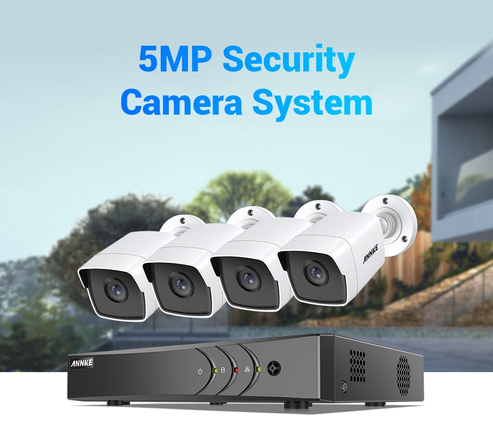 ANNKE 4CH 5MP Lite HD Video Security System 5IN1 H.265+ DVR With 4X 5MP Bullet Outdoor Weatherproof Surveillance Camera CCTV Kit