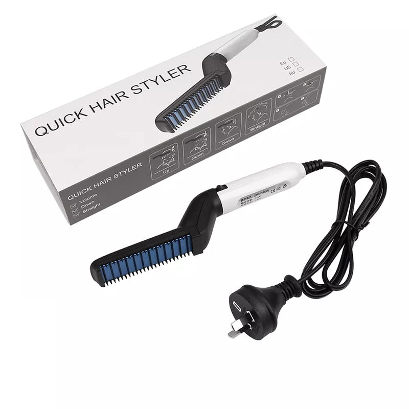 Beard Straightener For Men Heating Comb Hair Straightener Quick Beard Comb Straight Curling Electric Hot Beard Styling Brush