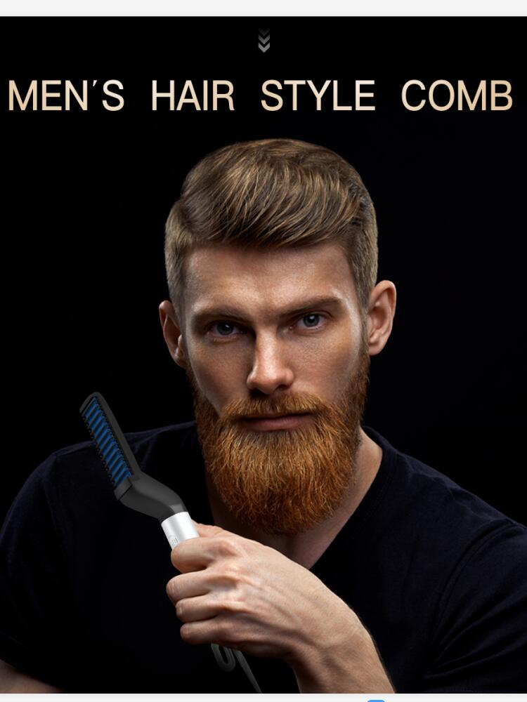 Beard Straightener For Men Heating Comb Hair Straightener Quick Beard Comb Straight Curling Electric Hot Beard Styling Brush