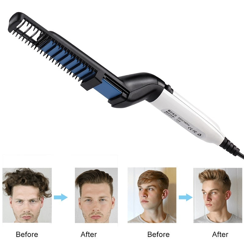 Beard Straightener For Men Heating Comb Hair Straightener Quick Beard Comb Straight Curling Electric Hot Beard Styling Brush