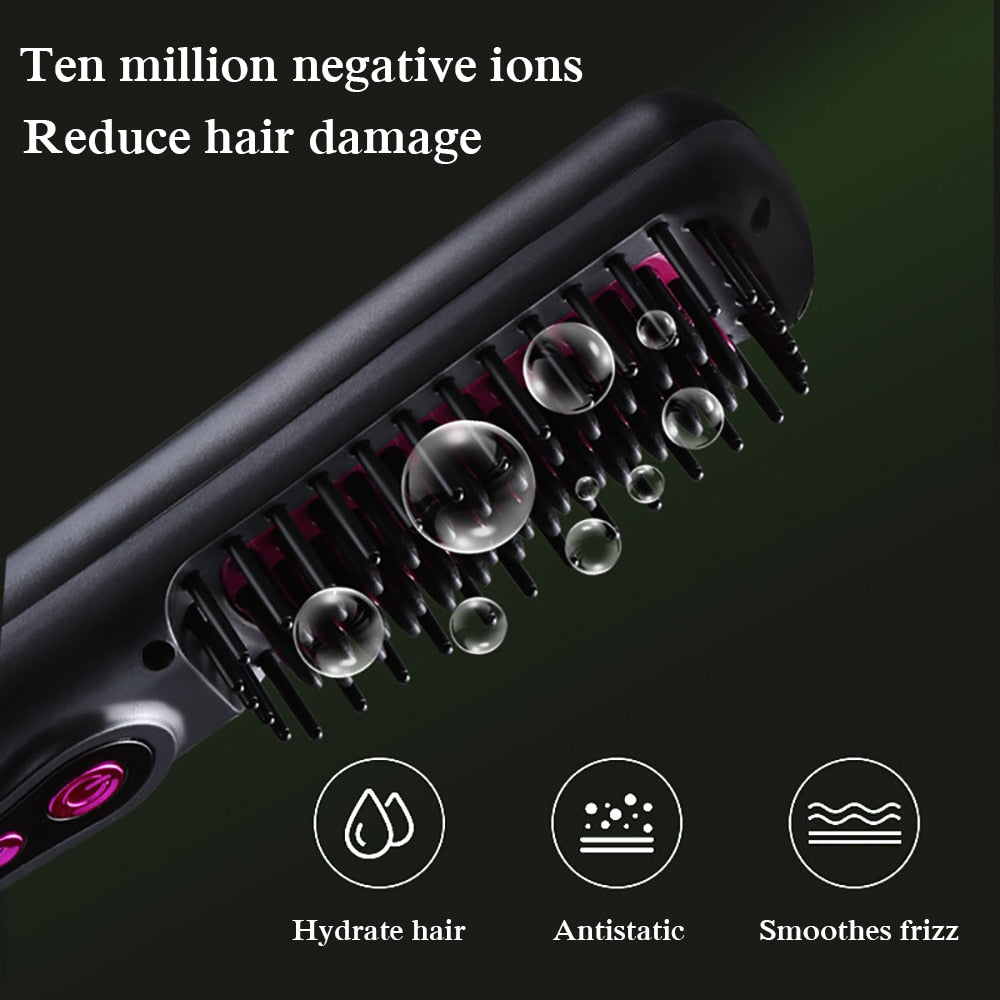 Multifunction USB Beard/Hair Straightener Brush Styler