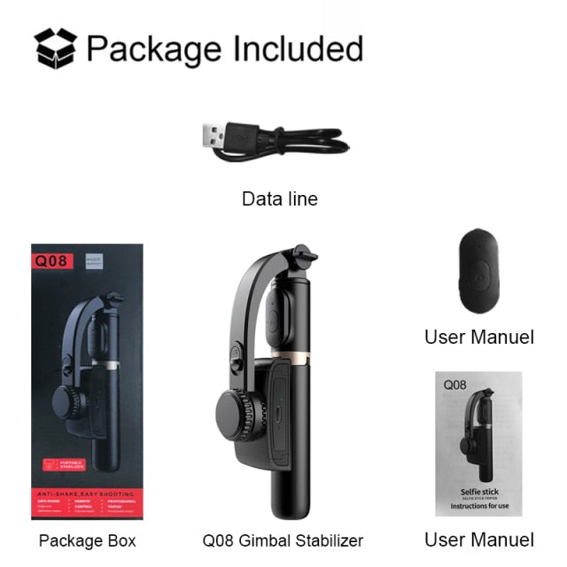 Gimbal stabilizer selfie stick expandable mini tripod