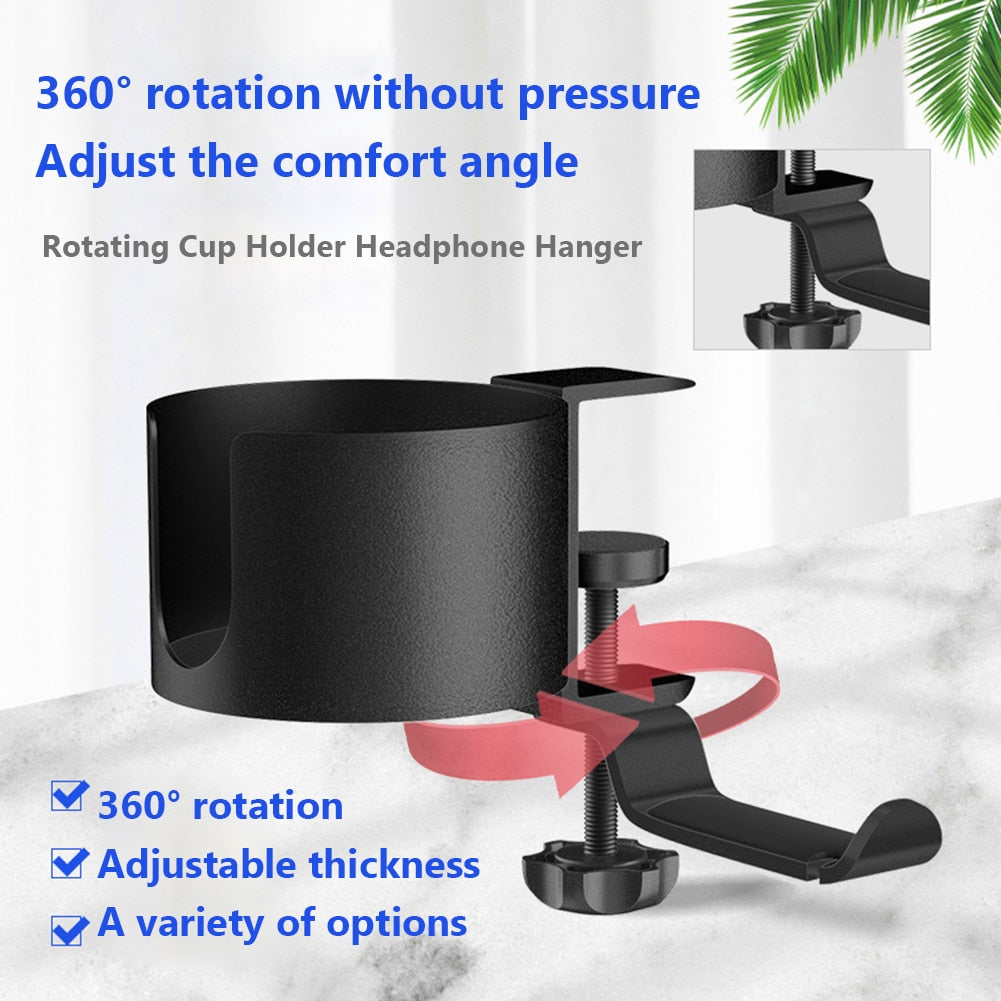Gaming Headphone Stand Cup Holder with Clamp
