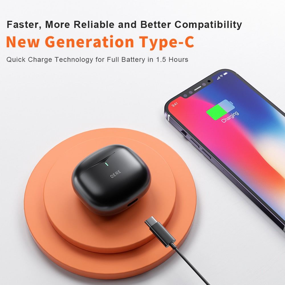 Bluetooth 5.3, TWS HD Microphone Earphones