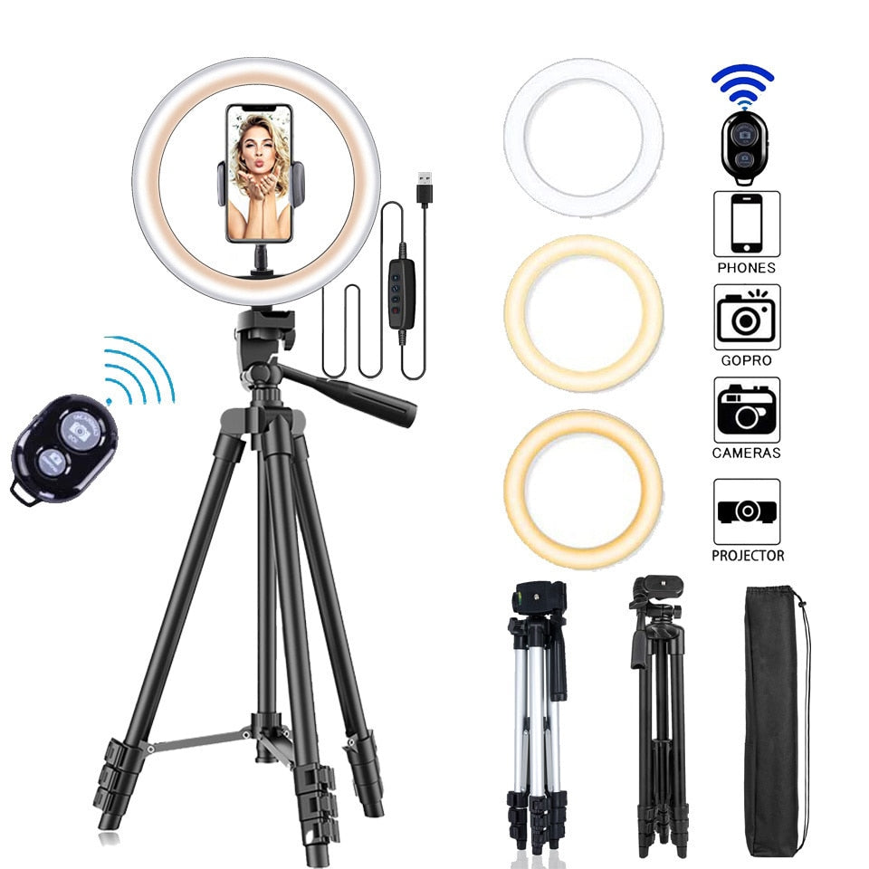 LED Selfie Ring Light Tripod Remote Control