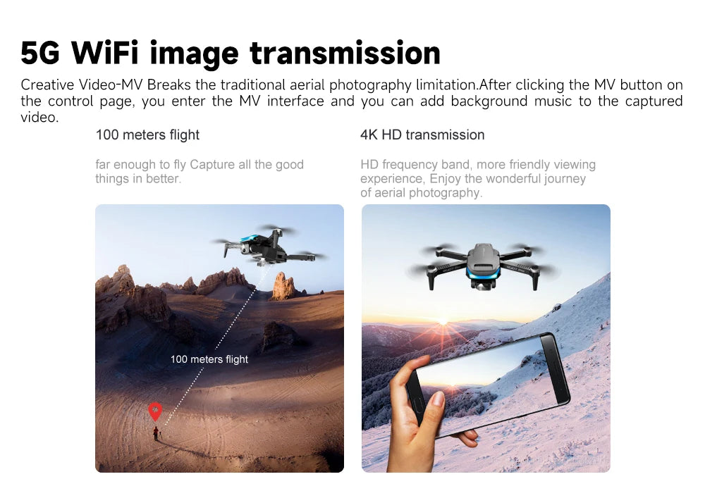 Foldable Quadcopter Mini Drone 4K Three-sided Obstacle avoidance