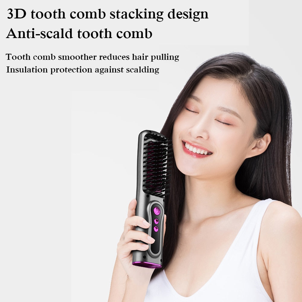 Multifunction USB Beard/Hair Straightener Brush Styler