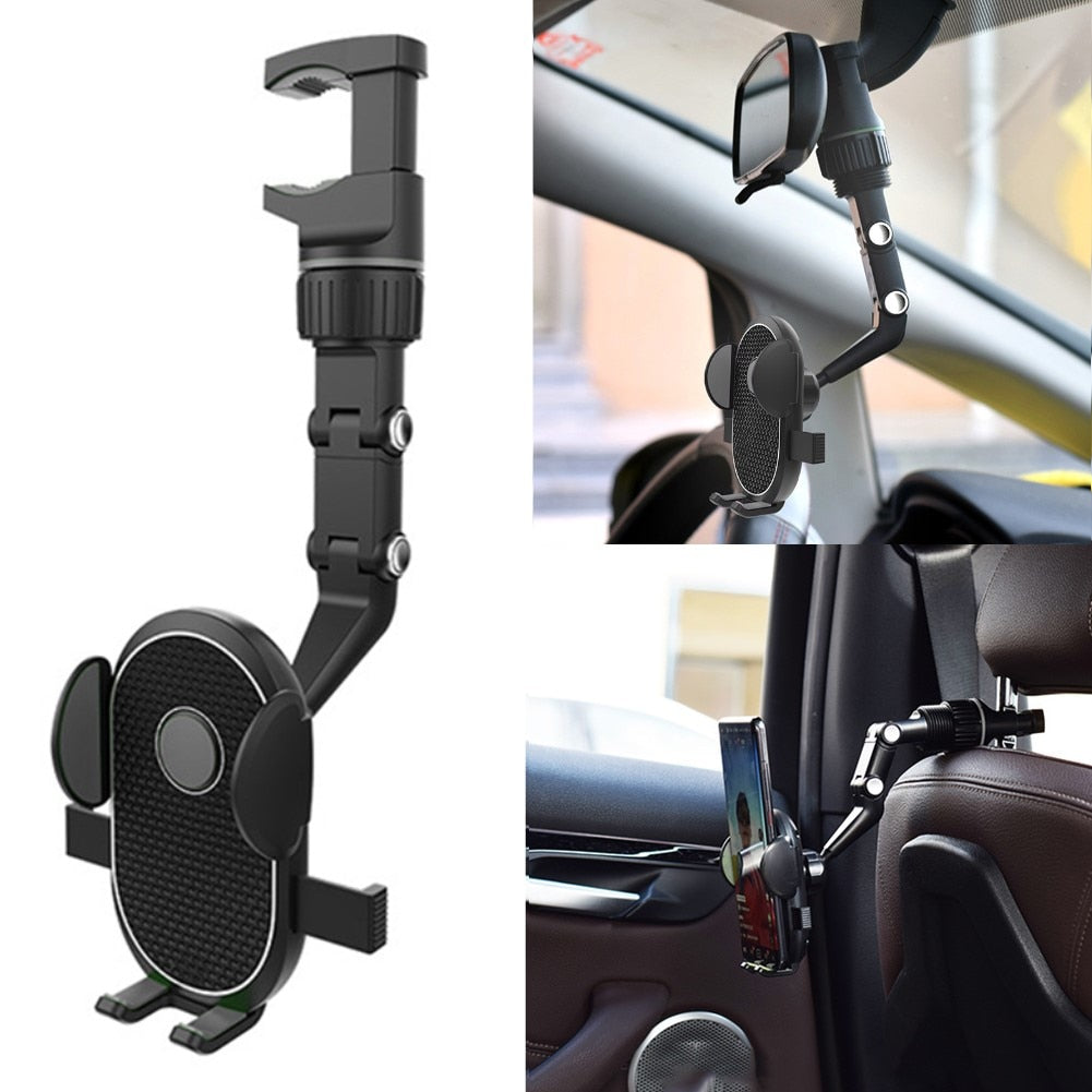 Universal 360 Rotatable Car Phone Holder Rearview Mirror Mount Stand