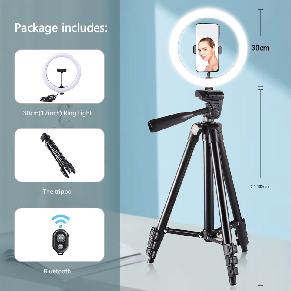 LED Selfie Ring Light Tripod Remote Control