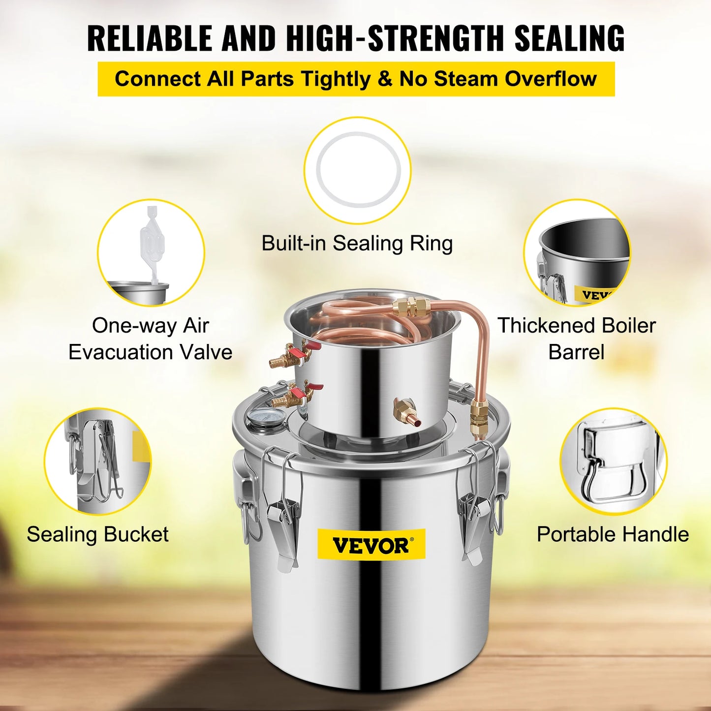VEVOR 3/5/8 GAL Alcohol Fruit Wine Brandy Distiller DIY Kit