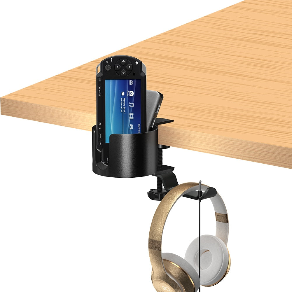 Gaming Headphone Stand Cup Holder with Clamp