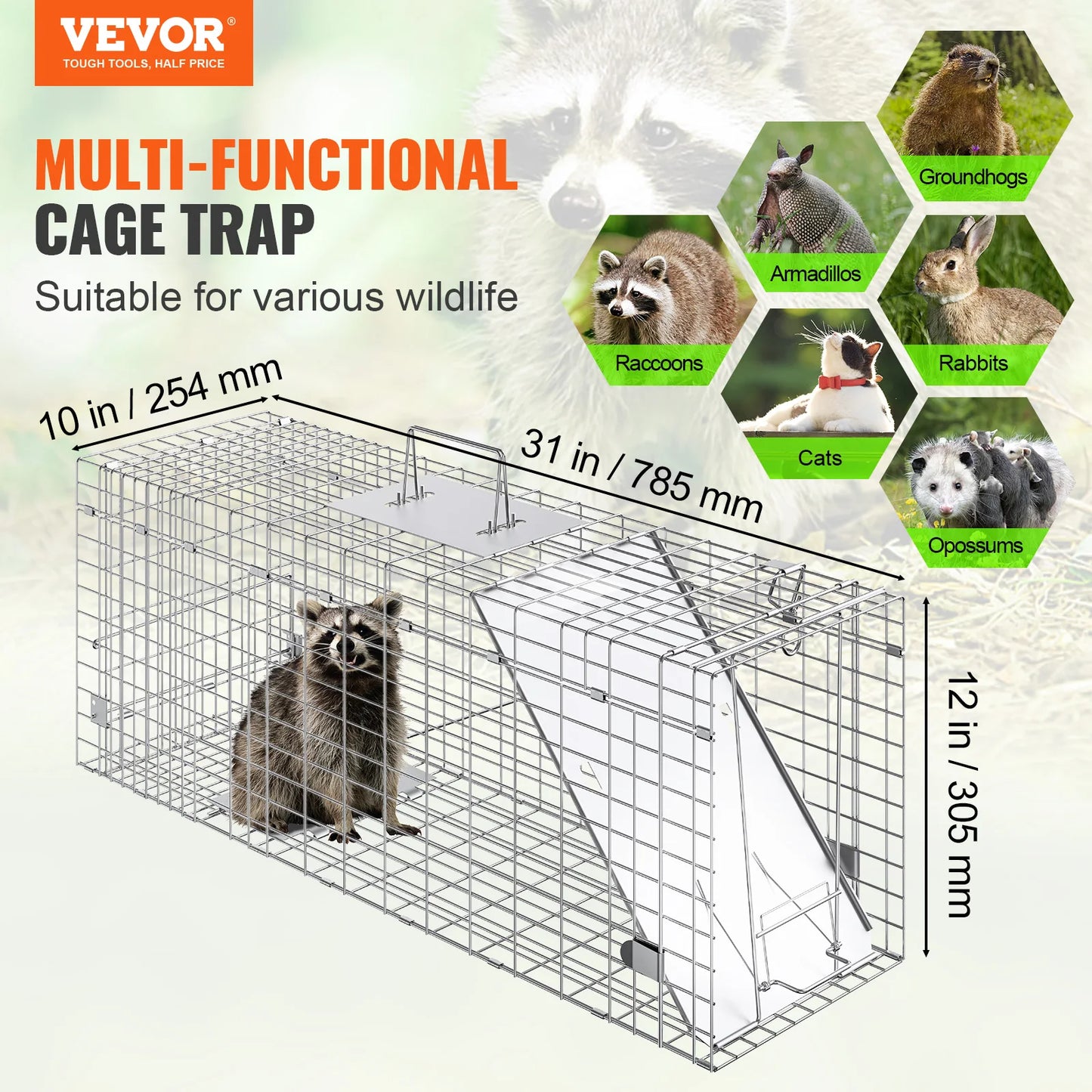 VEVOR 24314250in Live Humane Animal Folding Cage Trap