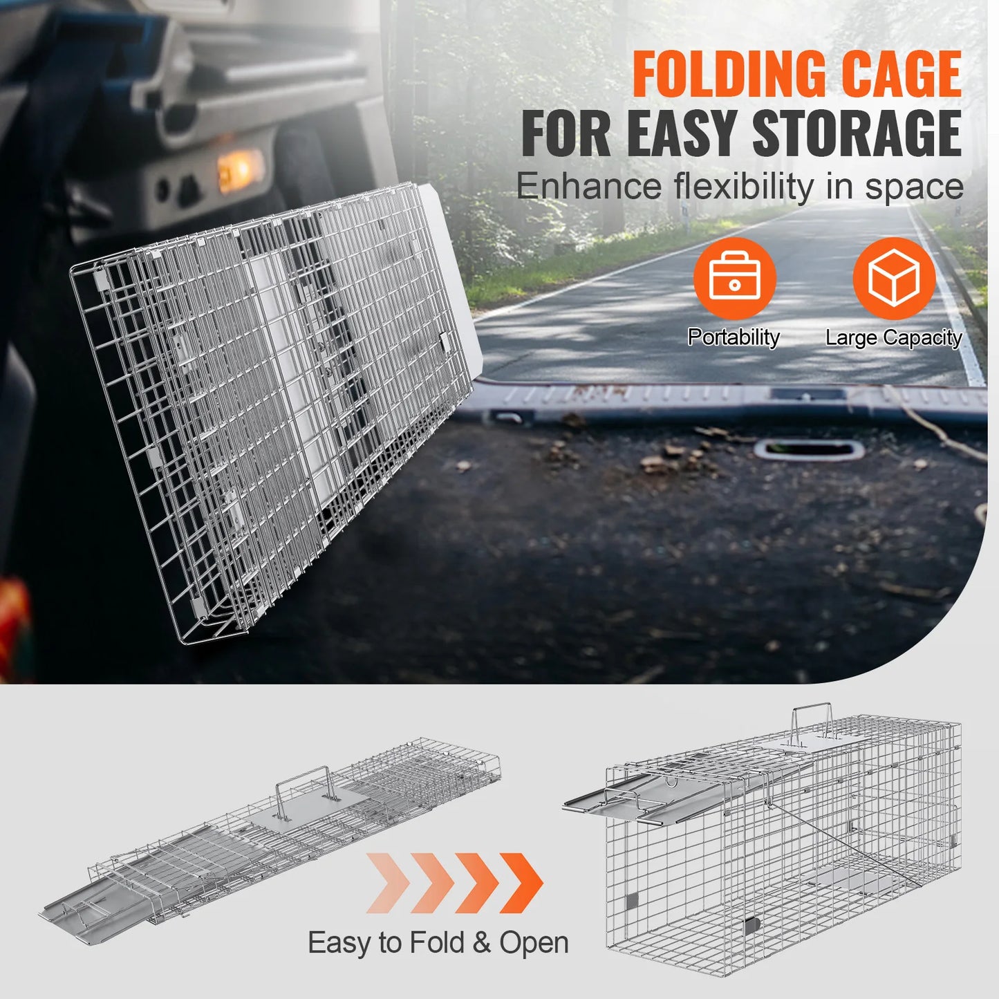 VEVOR 24314250in Live Humane Animal Folding Cage Trap