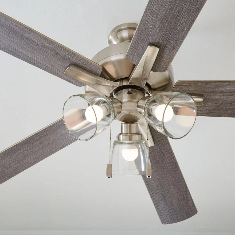 Better Homes & Gardens Bennett 52" Satin Nickel Ceiling Fan, 5 Blade, LED Light Kit, Reverse Airflow ventilador de techo
