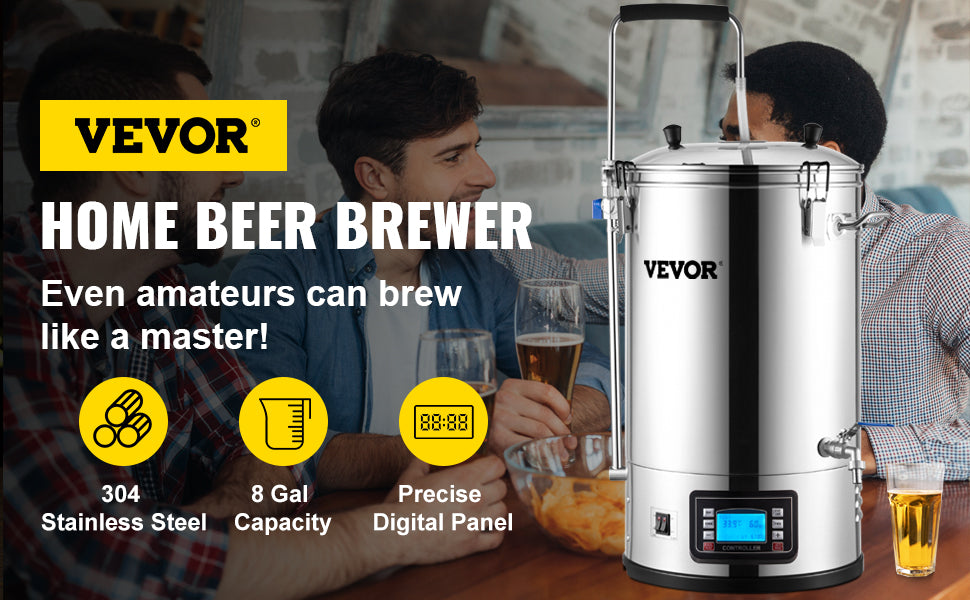 Stainless Steel All-in-One Home Beer Brewer Electric Brewing System with Pump Brewing Beer Equipment Kit