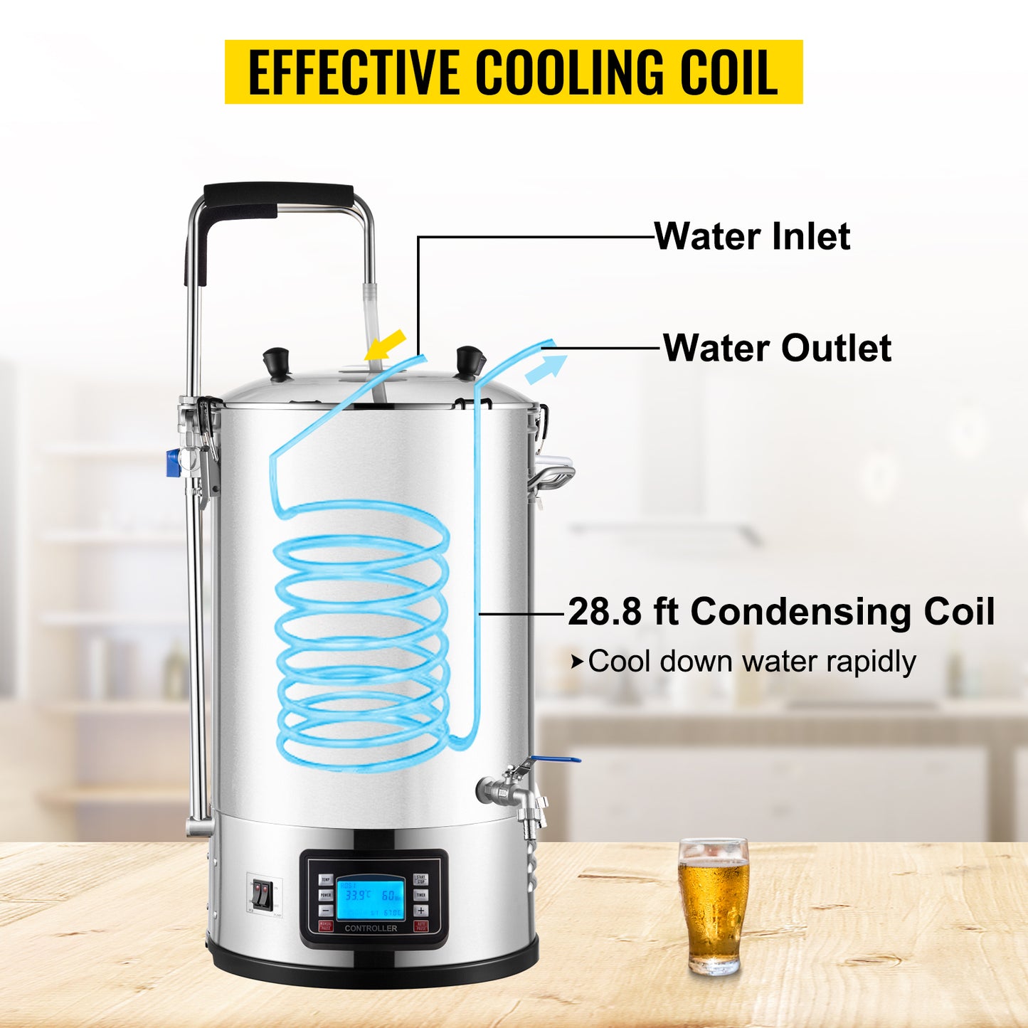 Stainless Steel All-in-One Home Beer Brewer Electric Brewing System with Pump Brewing Beer Equipment Kit