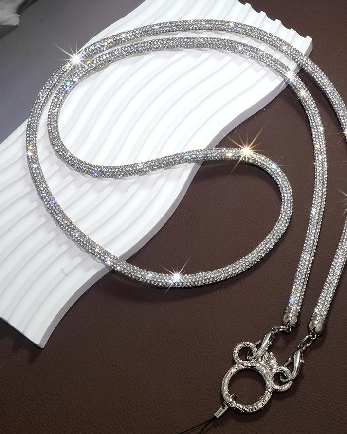 Mobile Phone Case Crown Buckle Rhinestone Crossbody Neck Shoulder Cord Lanyard Strap Pendant Chain