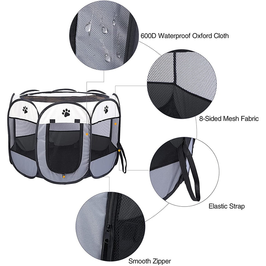 Pet Playpen CatDog Tent Octagonal Cage Kennel 