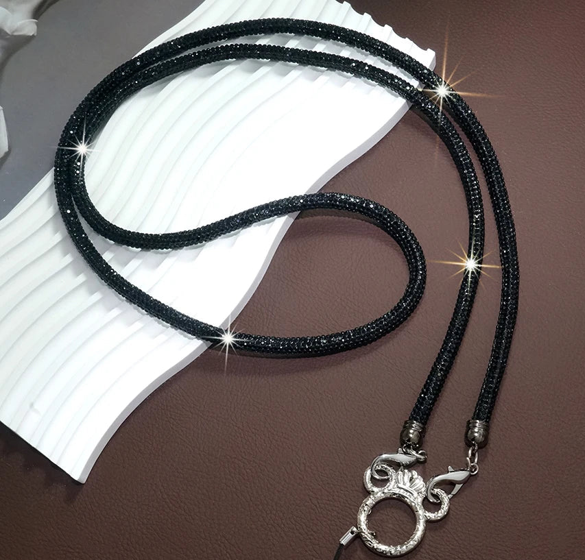 Mobile Phone Case Crown Buckle Rhinestone Crossbody Neck Shoulder Cord Lanyard Strap Pendant Chain